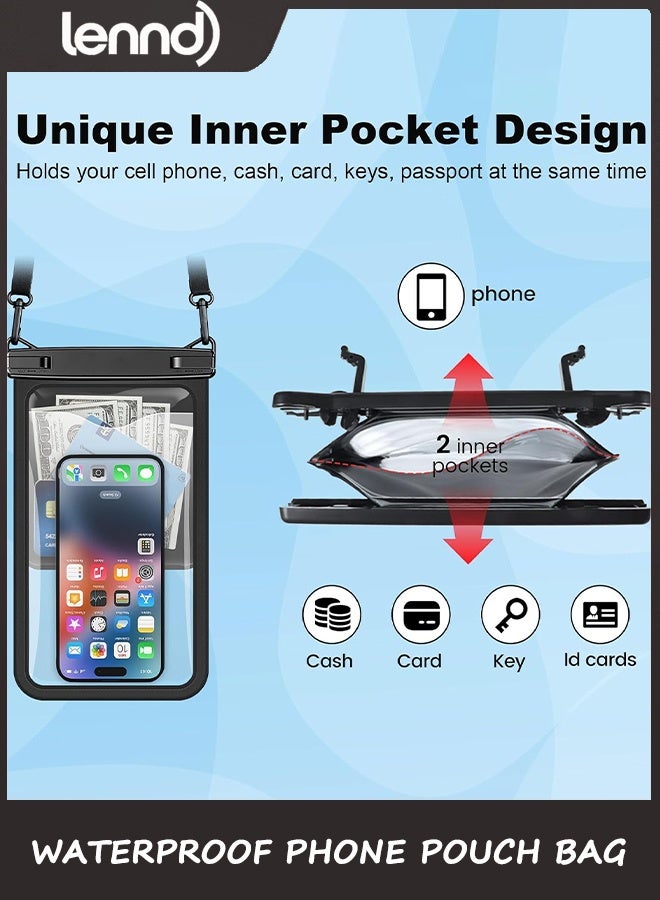 LENND [Up to 25cm] Large Waterproof Phone Pouch Bag - 2 Pack IPX8 Waterproof Phone Case for iPhone 17 16 15 Pro Max Galaxy S25 S24 Ultra, Touchscreen & Underwater Photography, Beach Cruise Travel Essentials - Image 5